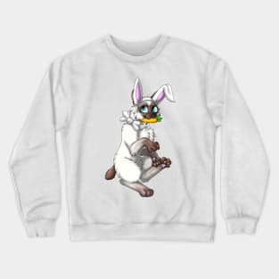 Bobtail BunnyCat: Chocolate Point (White) Crewneck Sweatshirt